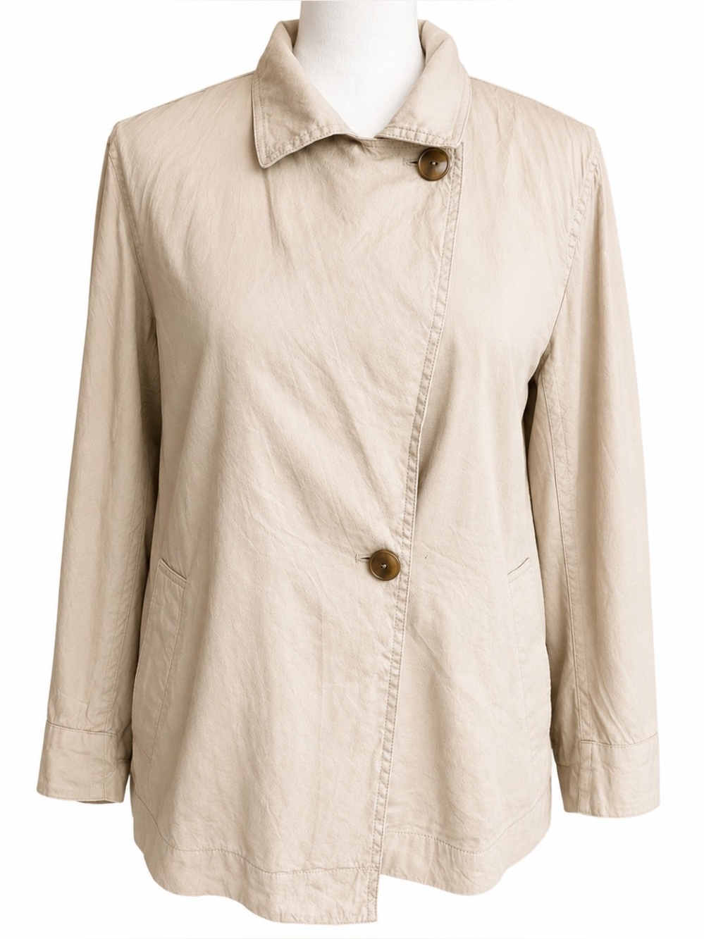Vince Light Beige Asymmetric Button Trench Coat